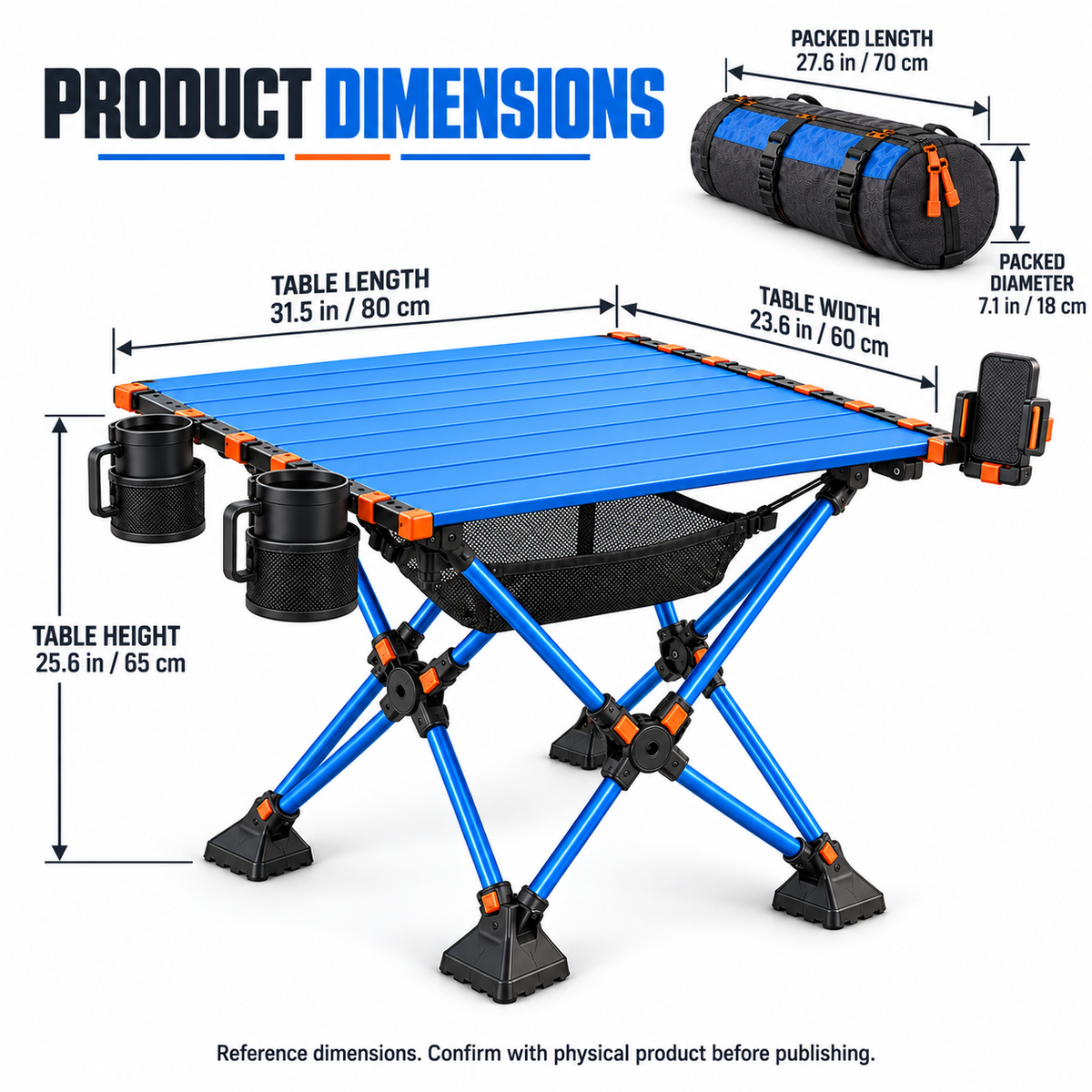 Ultra-Compact Roll-Top Folding Camping Table