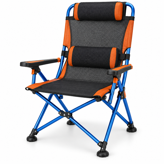 Pro Folding Camping Chair with Headrest & Lumbar Support