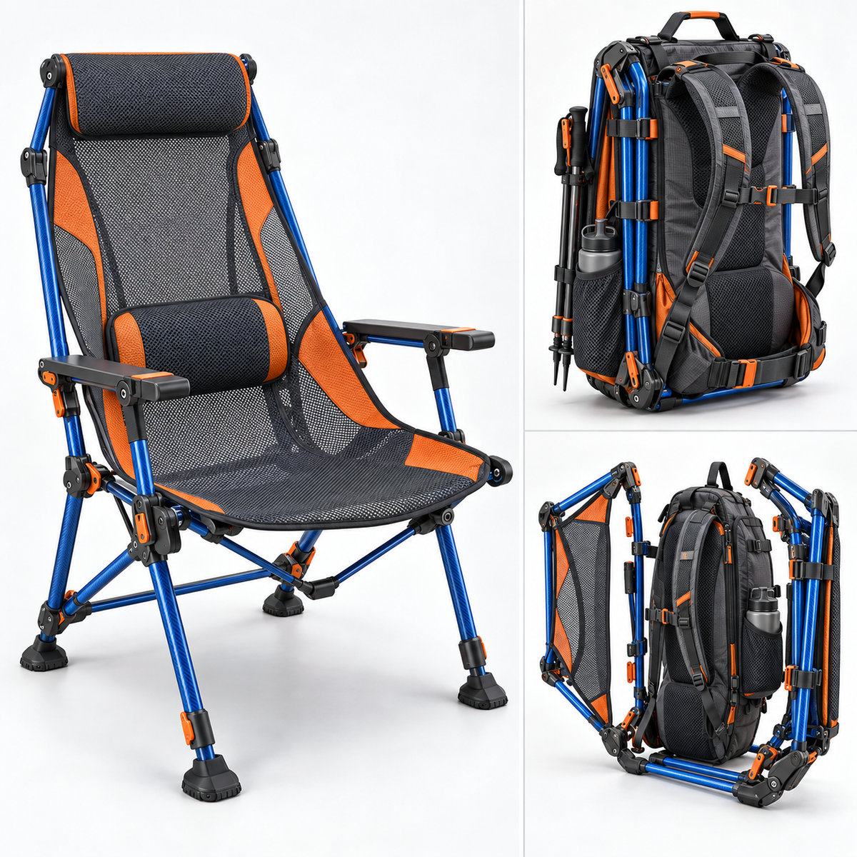 Pro Folding Camping Chair with Headrest & Lumbar Support