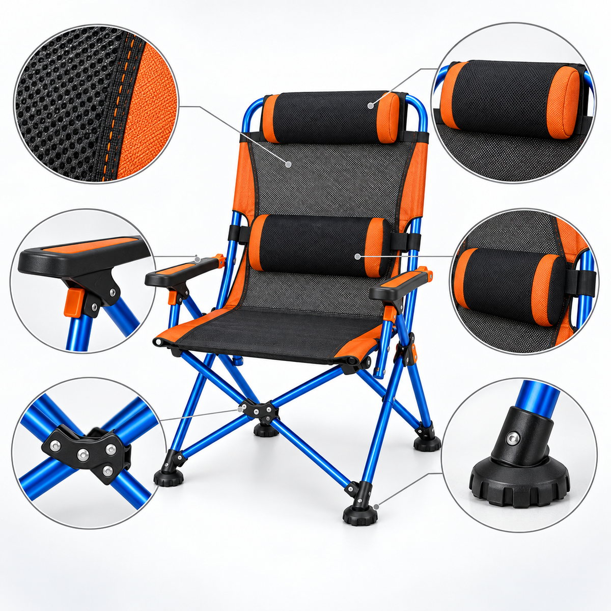 Pro Folding Camping Chair with Headrest & Lumbar Support