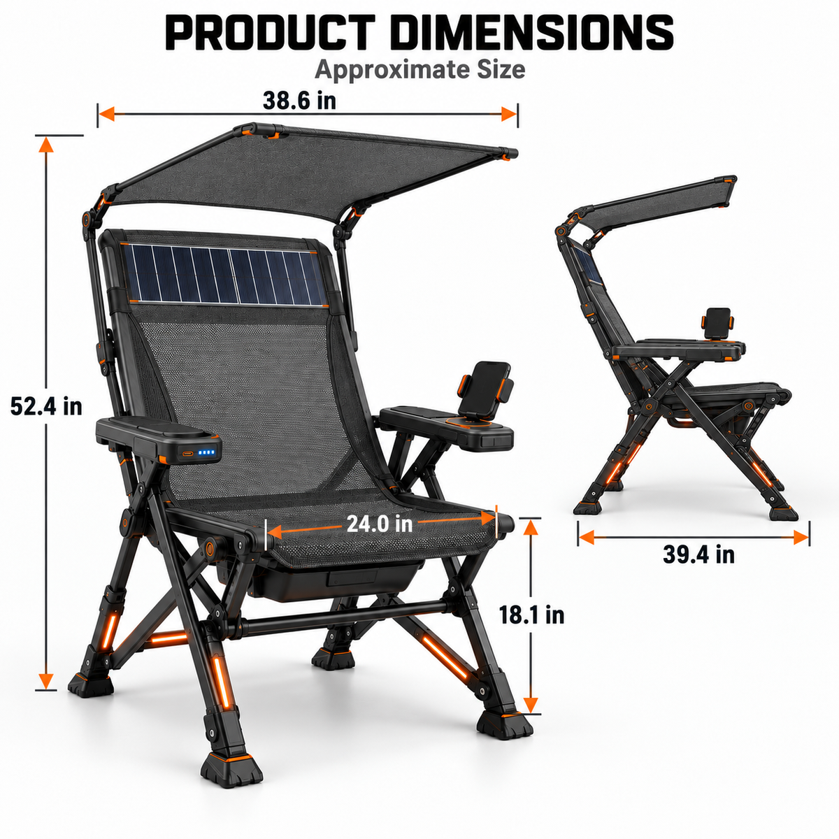 Solar-Powered Smart Folding Camping Chair