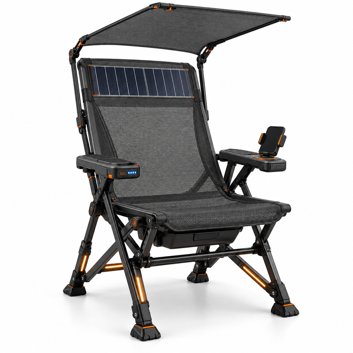 Solar-Powered Smart Folding Camping Chair