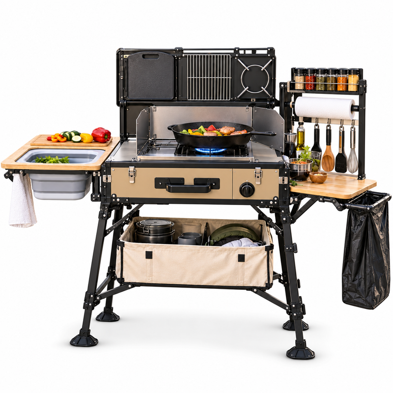 Modular All-in-One Camp Kitchen Stove &amp; Prep Station