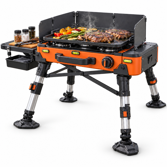Self-Leveling All-Terrain Portable Camp Stove with Adjustable Legs