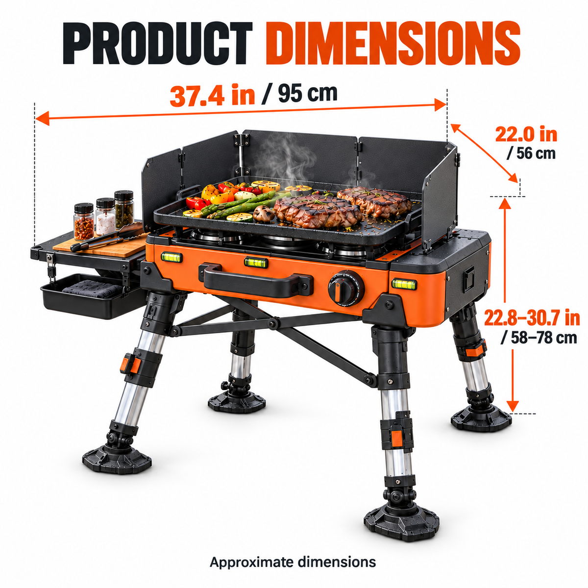 Self-Leveling All-Terrain Portable Camp Stove with Adjustable Legs