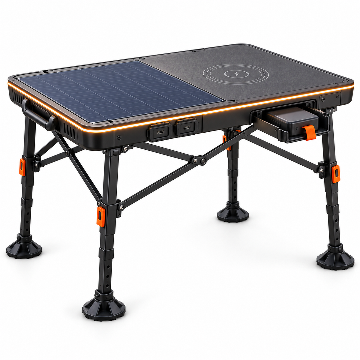 Solar-Powered Smart Folding Camping Table