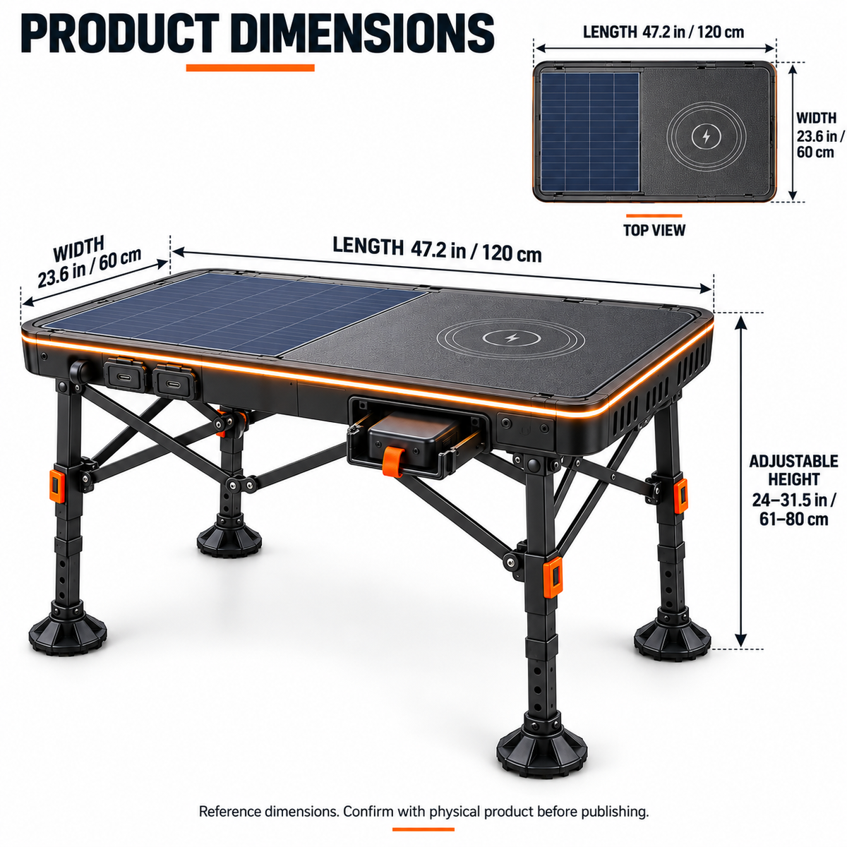 Solar-Powered Smart Folding Camping Table