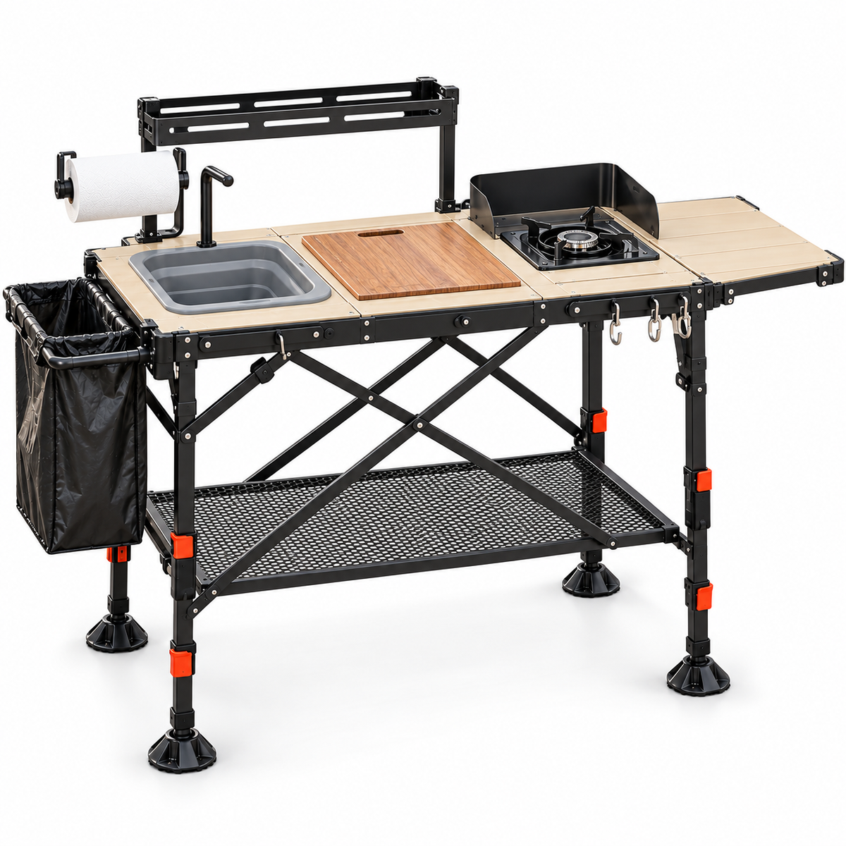 Modular Folding Outdoor Kitchen Table with Sink & Stove Station