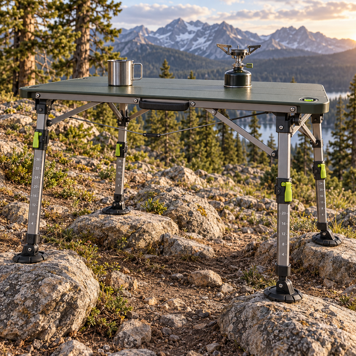 Self-Leveling All-Terrain Folding Camping Table