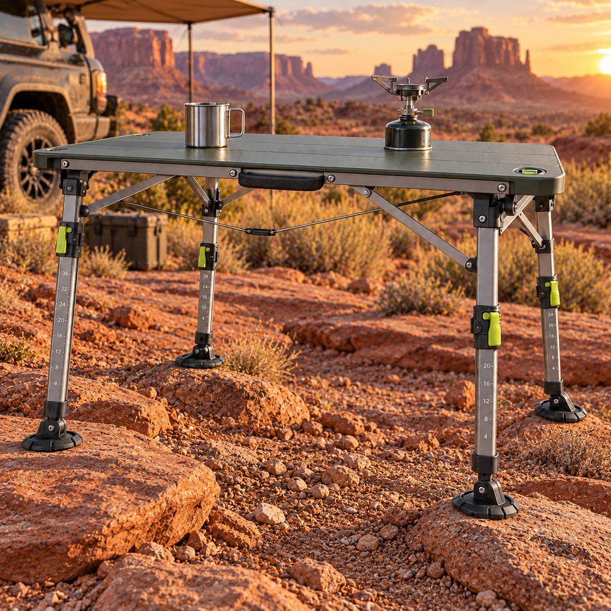 Self-Leveling All-Terrain Folding Camping Table