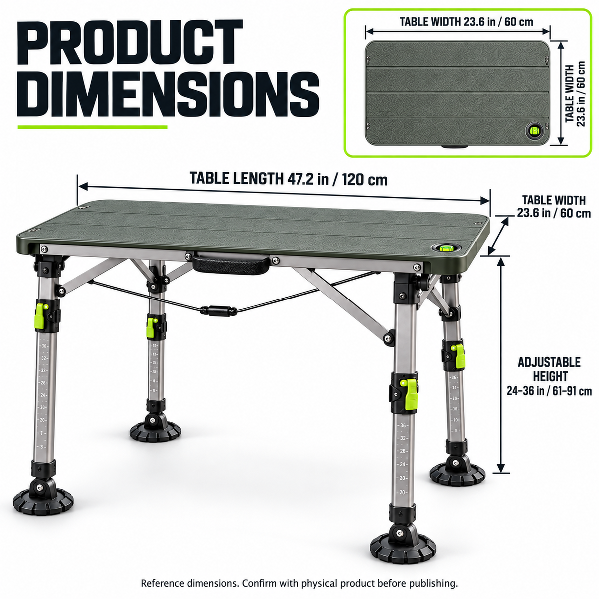 Self-Leveling All-Terrain Folding Camping Table