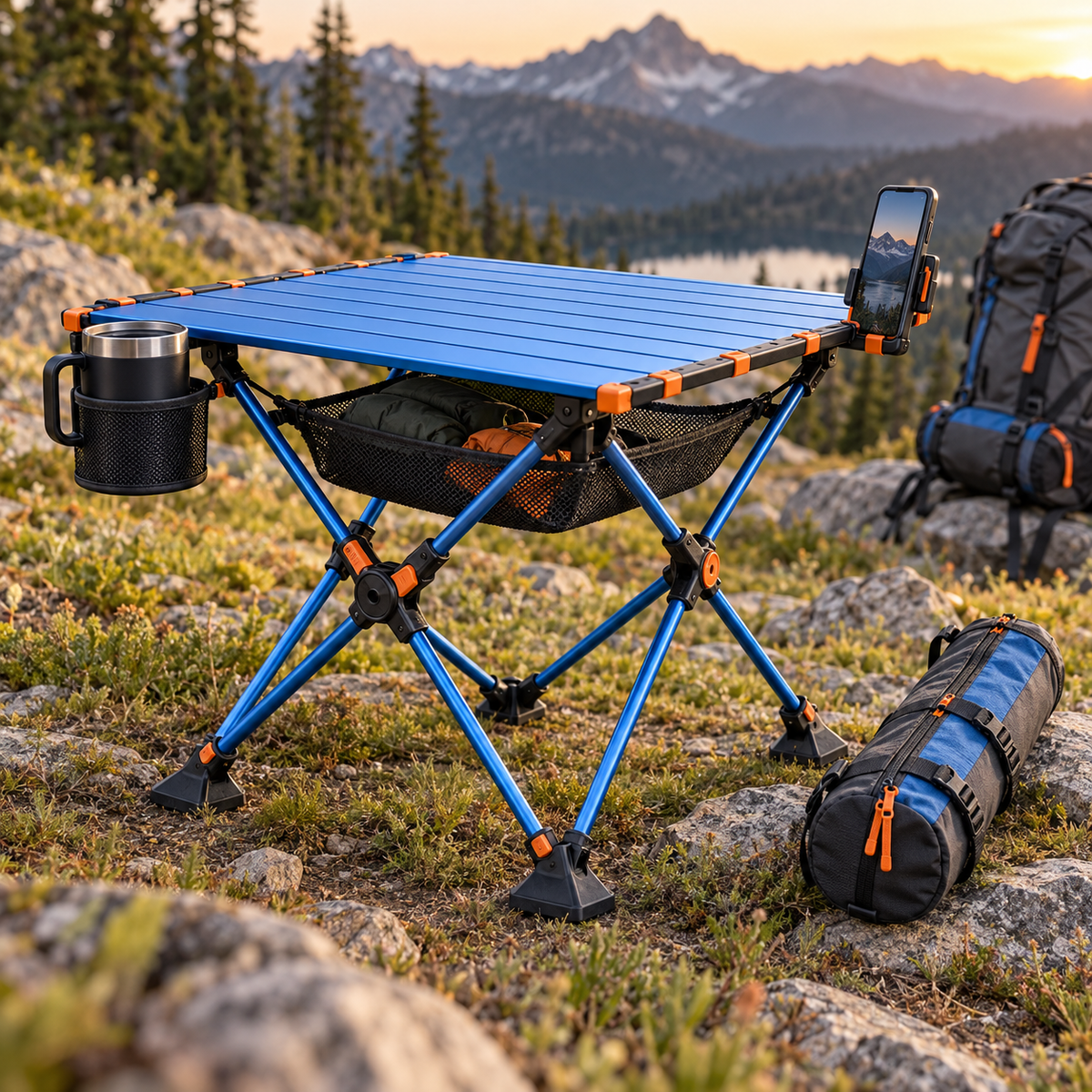 Ultra-Compact Roll-Top Folding Camping Table
