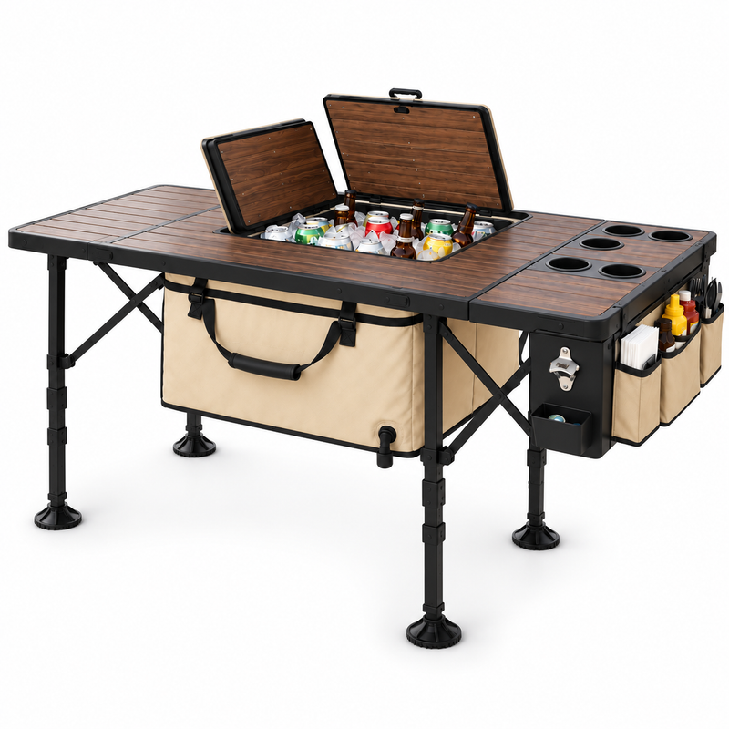 All-in-One Cooler & Beverage Station Folding Table