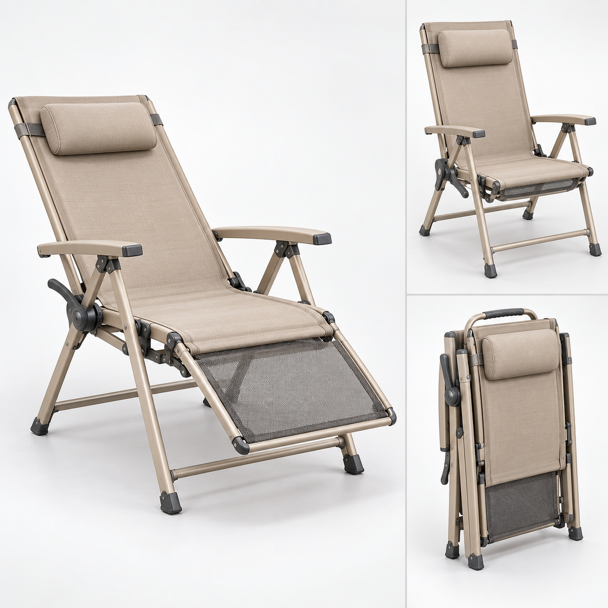 2-in-1 Adjustable Folding Camping Chair & Reclining Lounger