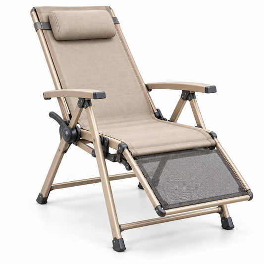 2-in-1 Adjustable Folding Camping Chair & Reclining Lounger