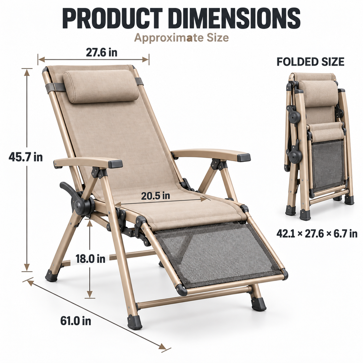2-in-1 Adjustable Folding Camping Chair & Reclining Lounger
